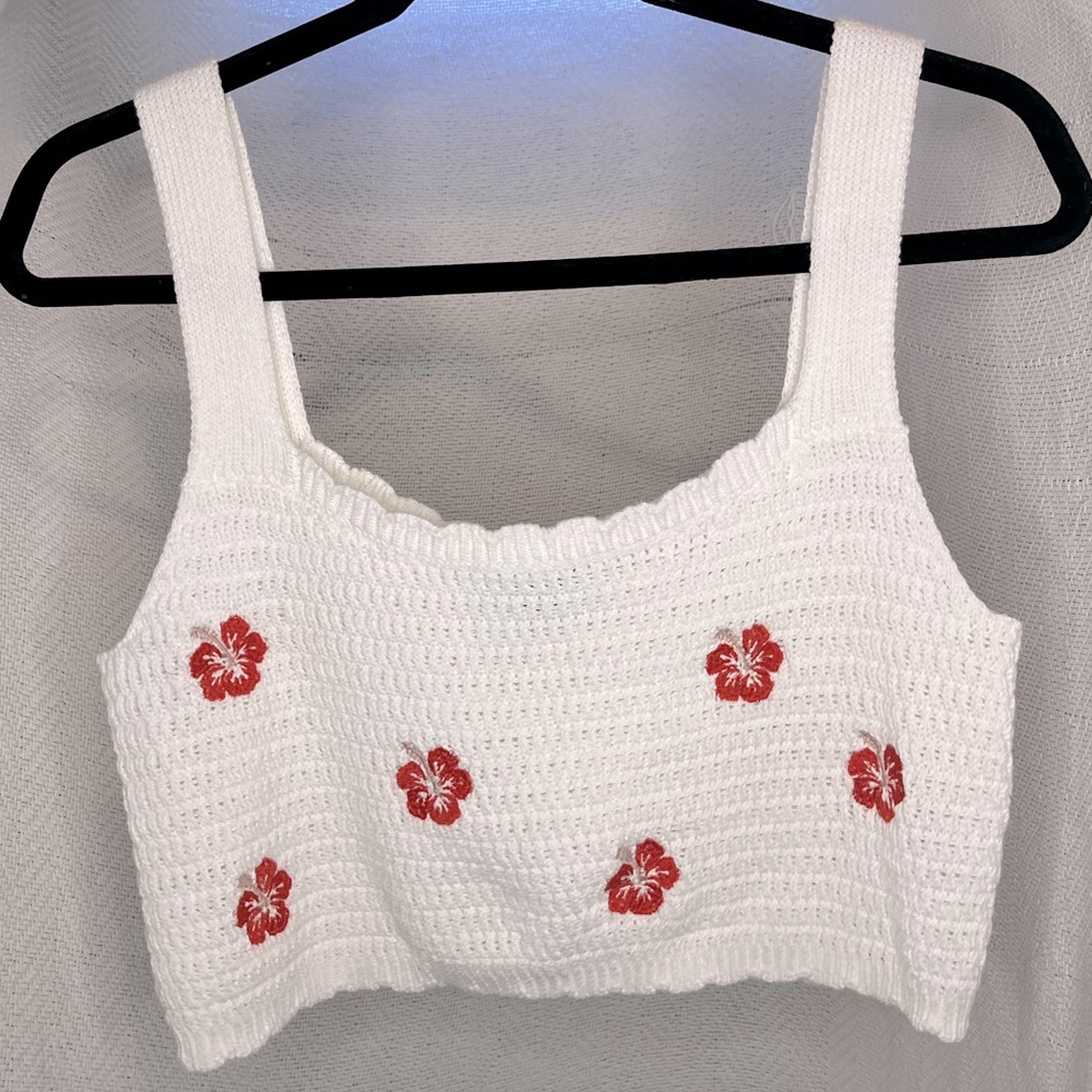 crochet knit crop tank